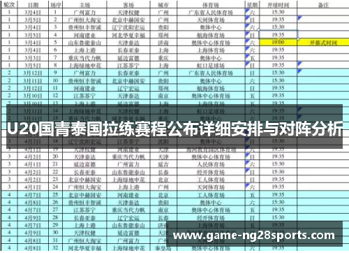 U20国青泰国拉练赛程公布详细安排与对阵分析